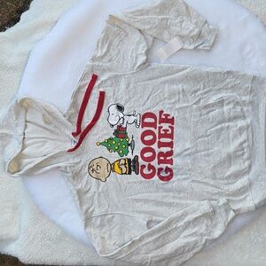 Peanuts Snoopy Charlie Brown Grey Women's Junior's Hoodie Sweatshirt Christmas